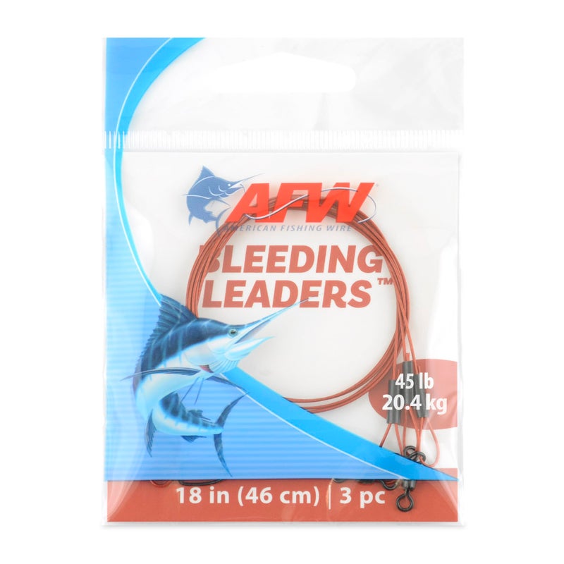AFW Bleeding Leaders, Nylon Coated 1x7 Stainless Steel Wire, 20 lb Test, Red, 18 inch, 3 pc - Image 1